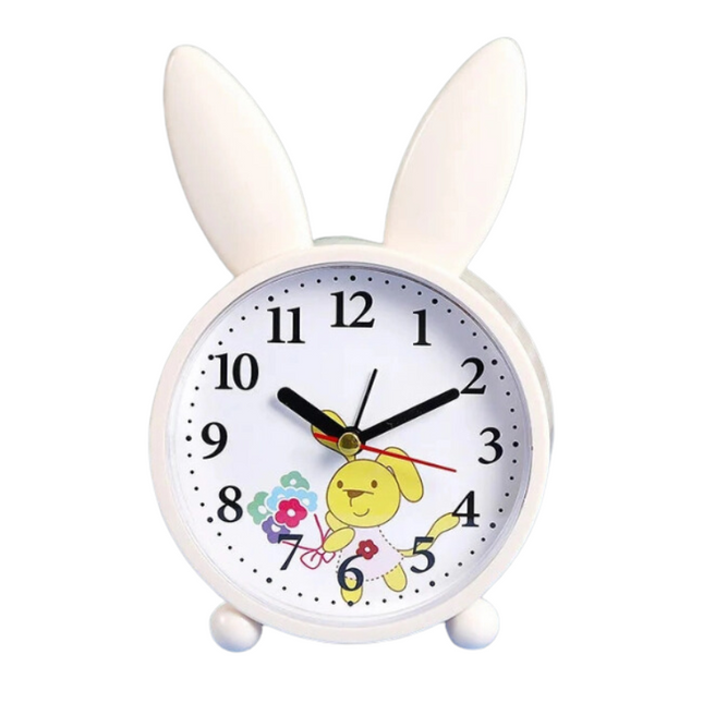 Analogt børnevækkeur med sød kanin