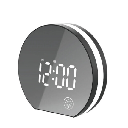 Rundt digitalt vækkeur med store tal