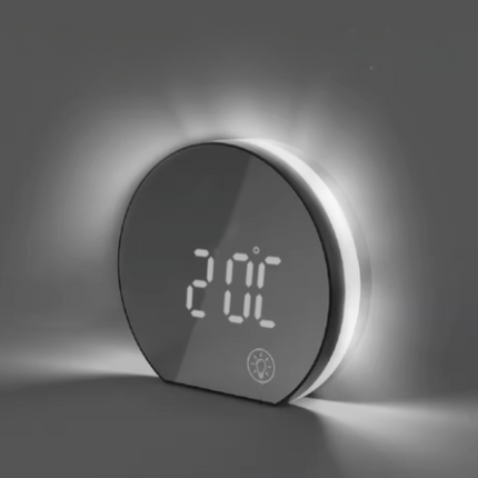 Rundt digitalt vækkeur med store tal