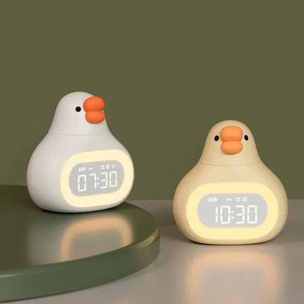 Sødt ande-vækkeur med natlampe