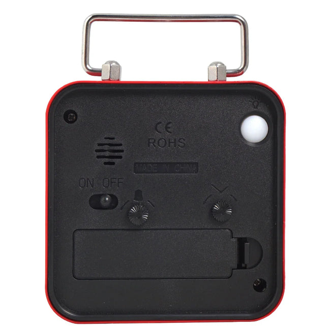 Lille firkantet vækkeur med håndtag