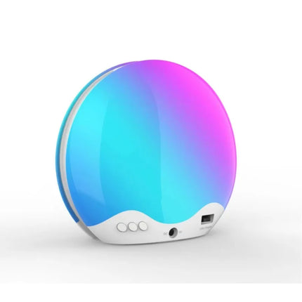 Rundt vækkeur med skiftende farvelys