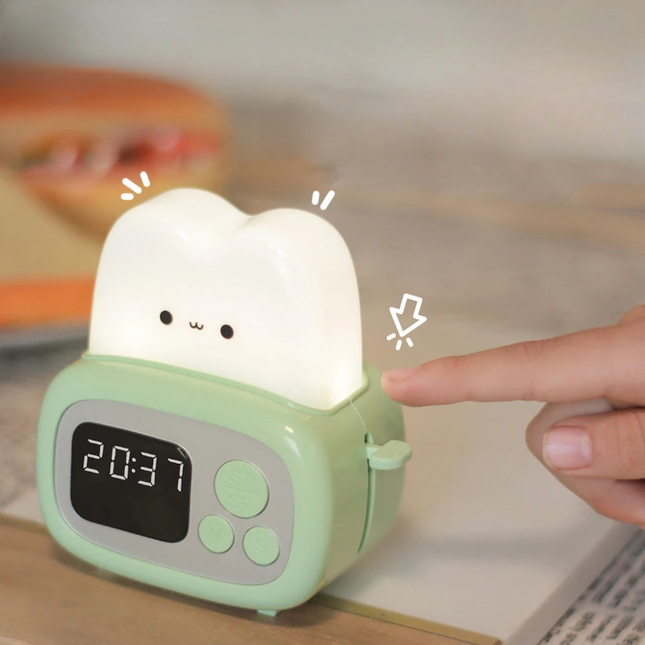 Digitalt børnevækkeur med dæmpbar natlampe