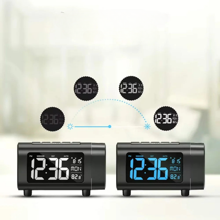 Clockradio med projektor til loftet