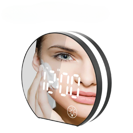 Rundt digitalt vækkeur med store tal