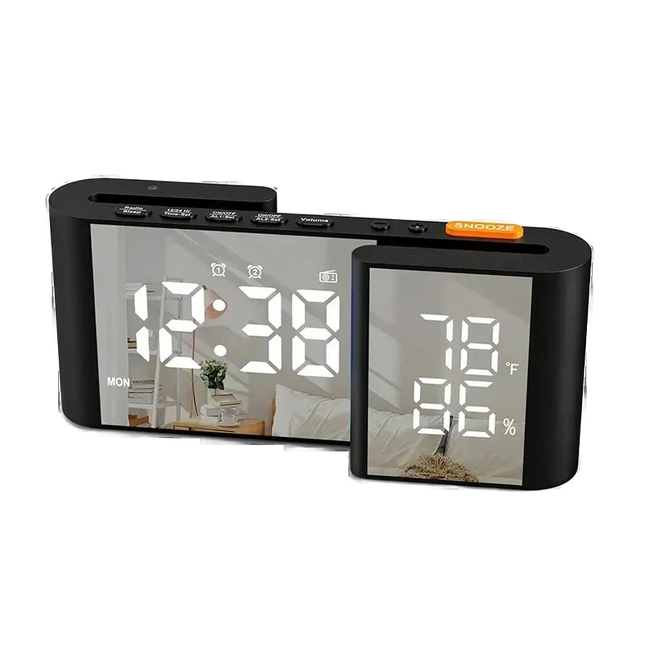 Digital clockradio med termometer og spejl