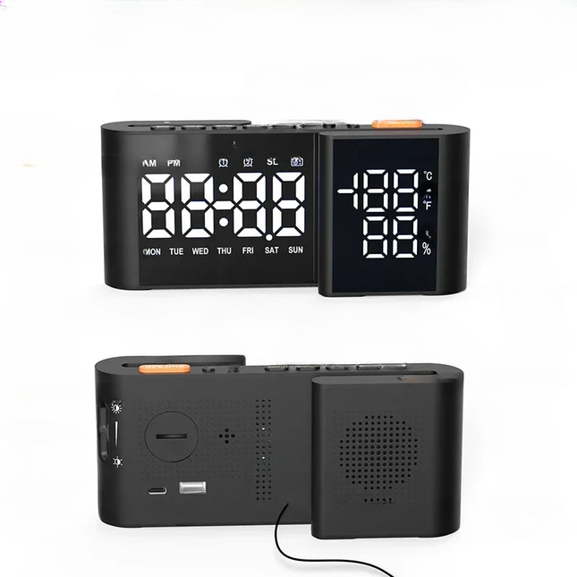 Digital clockradio med termometer og spejl