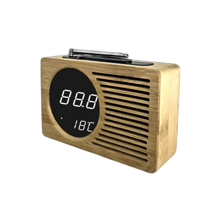 Radiovækkeur i træ med digitalt display