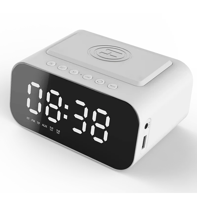 Clockradio med trådløs oplader og USB