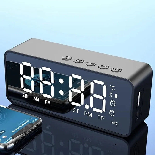 Genopladelig clockradio med Bluetooth og spejl