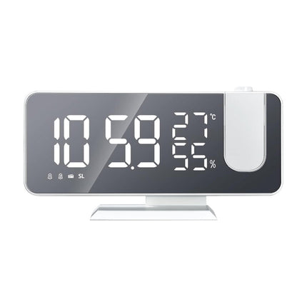 Hvid clockradio med projektor og spejl