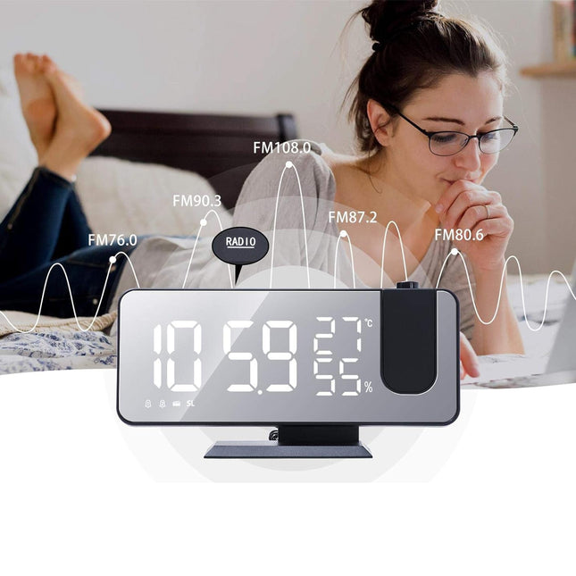 Clockradio med projektor og termometer