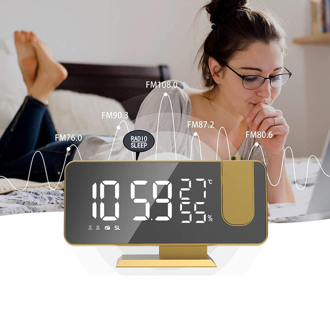 Design clockradio med projektor og spejl