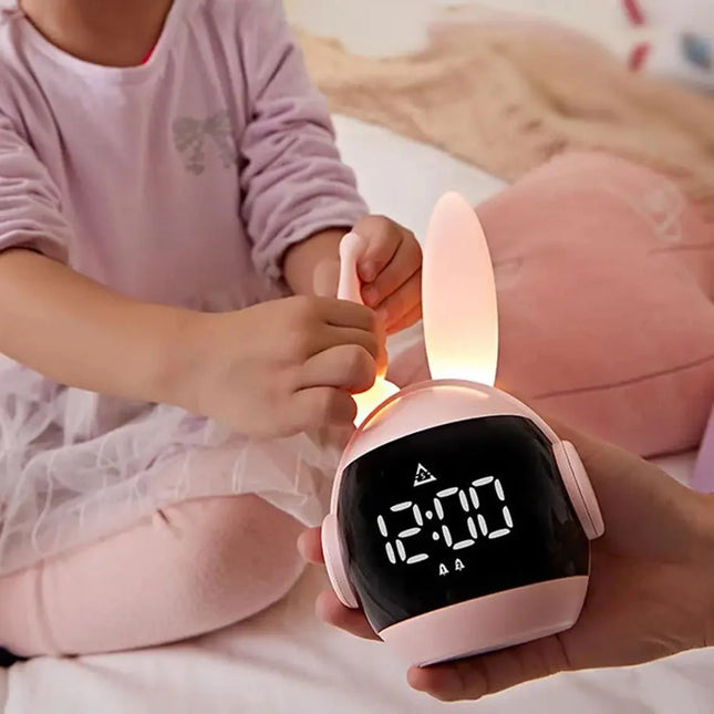 Vækkeur med lysende kaninører til piger