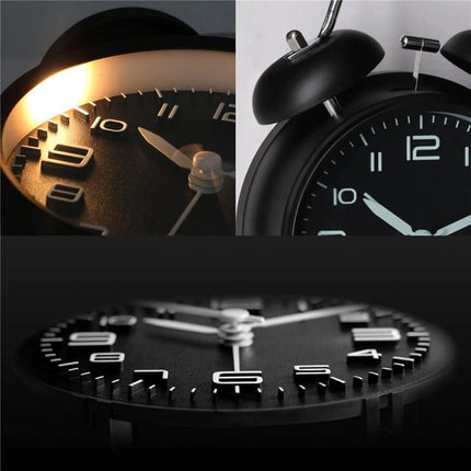 Klassisk analogt vækkeur med dobbeltklokke