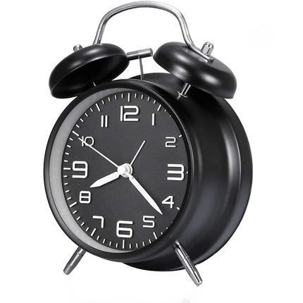 Klassisk analogt vækkeur med dobbeltklokke