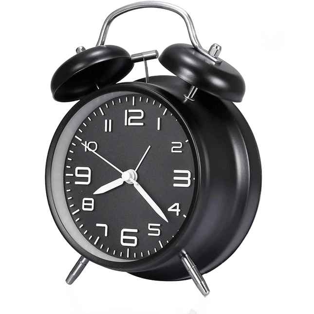 Klassisk analogt vækkeur med dobbeltklokke