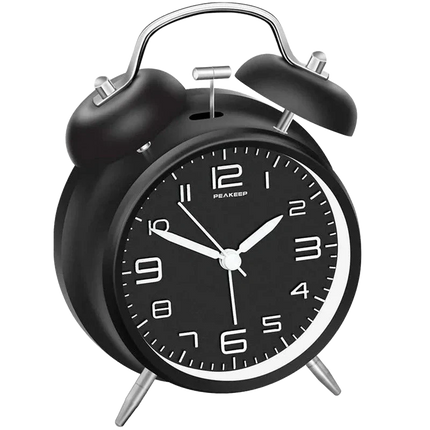 Klassisk analogt vækkeur med dobbeltklokke