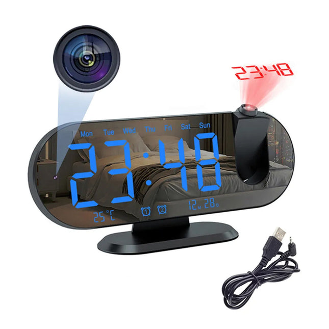 Spejl vækkeur med Wi-Fi spionkamera