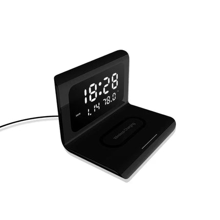 Trådløs oplader med indbygget digitalt ur