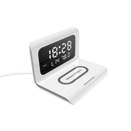 Trådløs oplader med indbygget digitalt ur