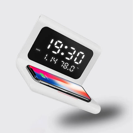 Trådløs oplader med indbygget digitalt ur