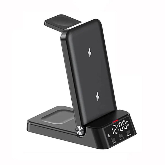 Vækkeur med trådløs oplader stand