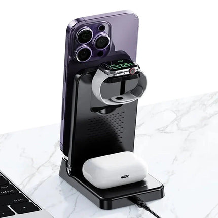 Vækkeur med trådløs oplader stand