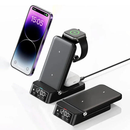 Vækkeur med trådløs oplader stand