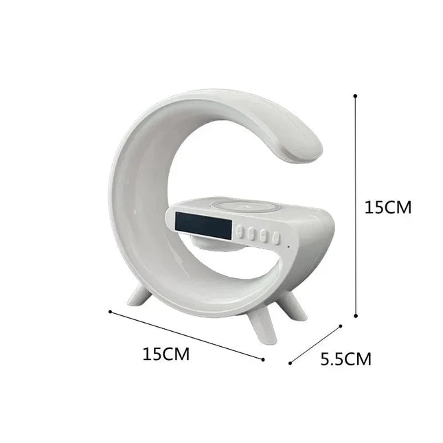 Multifunktionel lampe med vækkeur og oplader