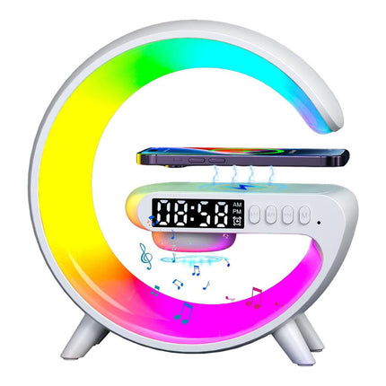 Multifunktionel lampe med vækkeur og oplader