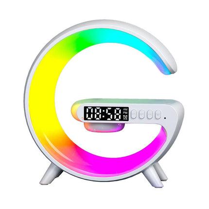 Multifunktionel lampe med vækkeur og oplader