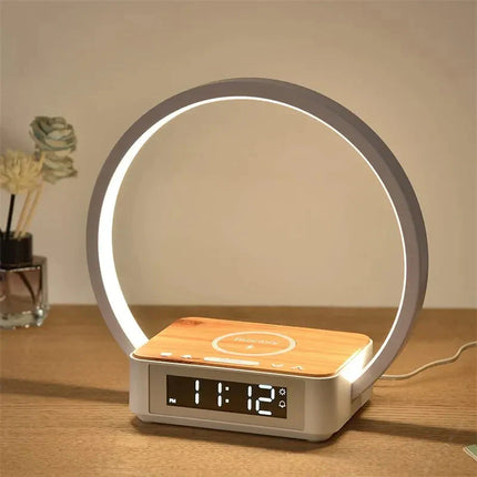 Vækkeur med trådløs oplader og lampe