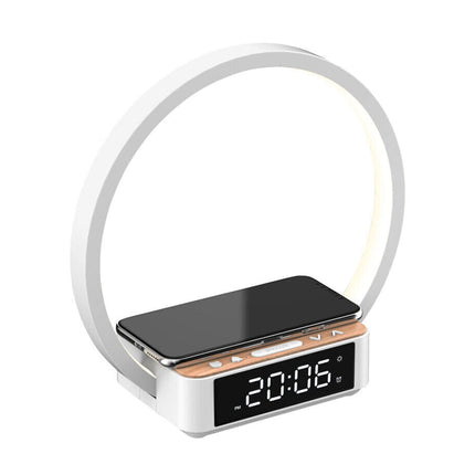 Vækkeur med trådløs oplader og lampe