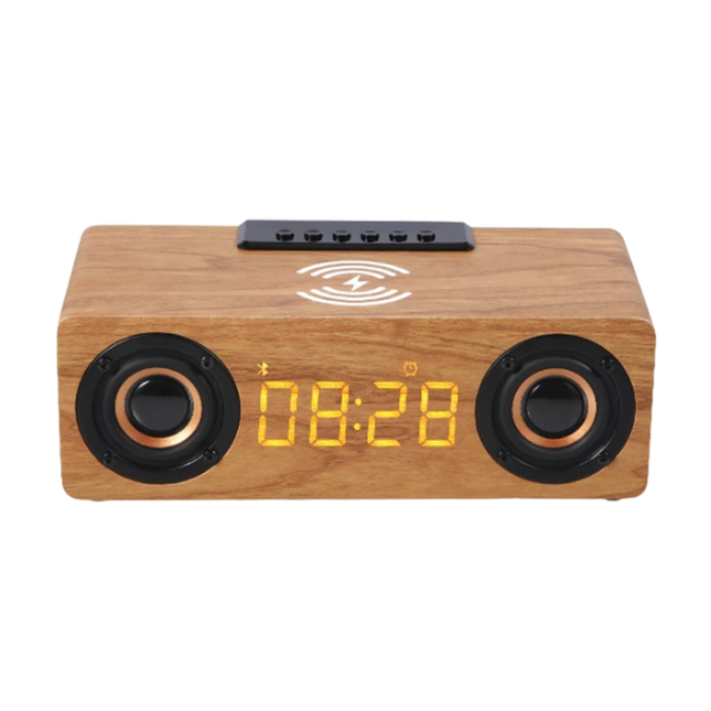 Smart vækkeur i træ med højtaler
