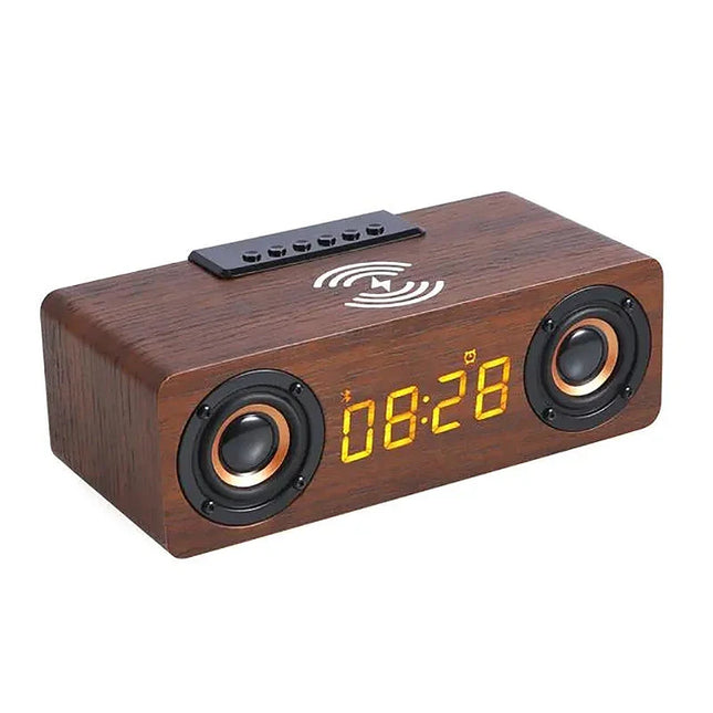 Retro Bluetooth vækkeur med trådløs oplader