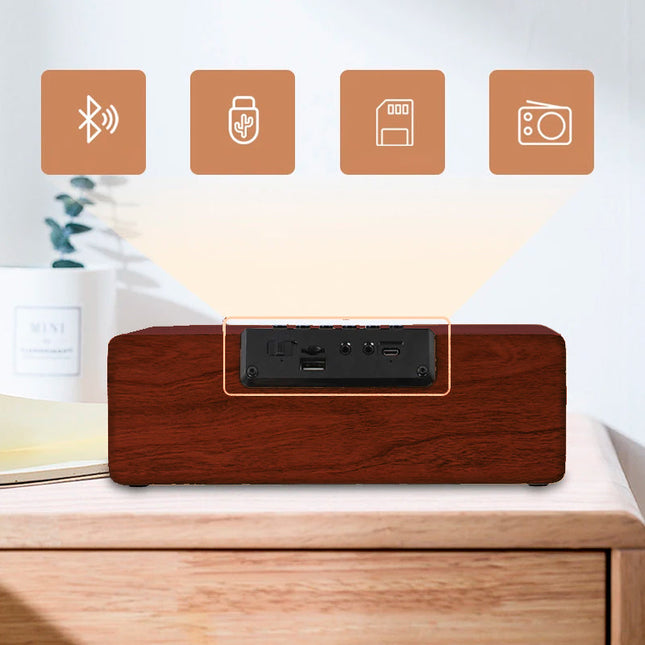 Retro Bluetooth vækkeur med trådløs oplader