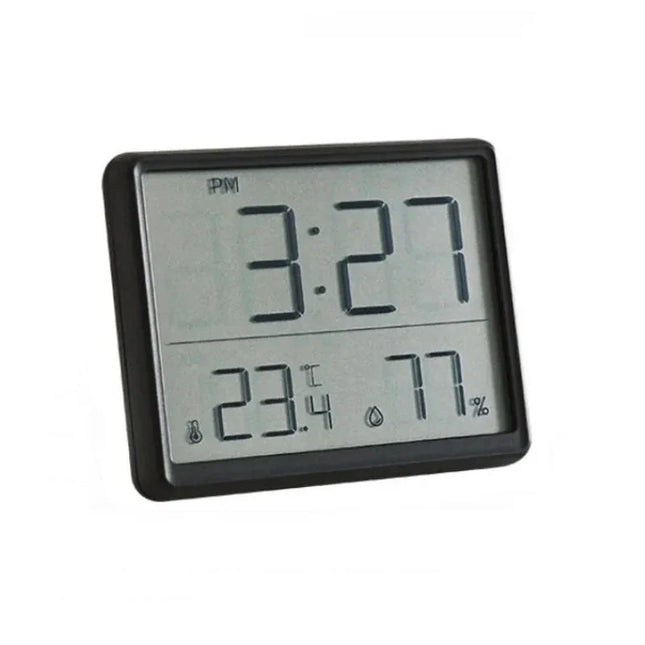 Slankt rejsevækkeur med termometer