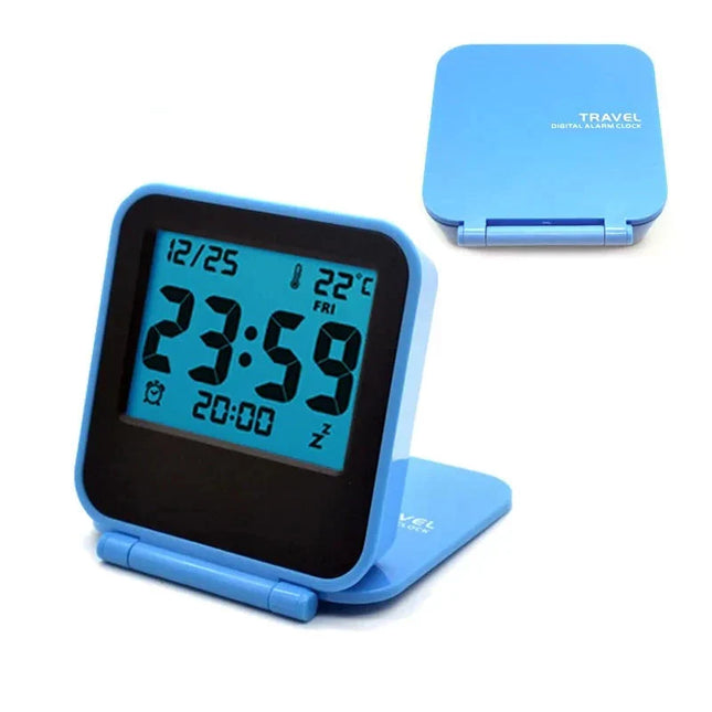 Kompakt foldbart digitalt rejsevækkeur