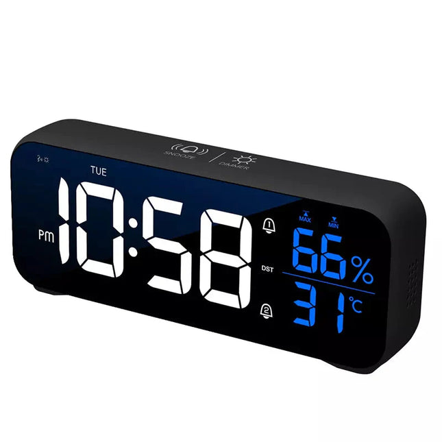 Digitalt design vækkeur med termometer