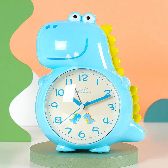 Blåt analogt dinosaur vækkeur til børn