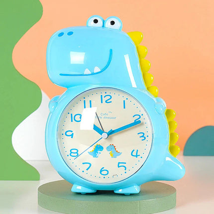 Blåt analogt dinosaur vækkeur til børn