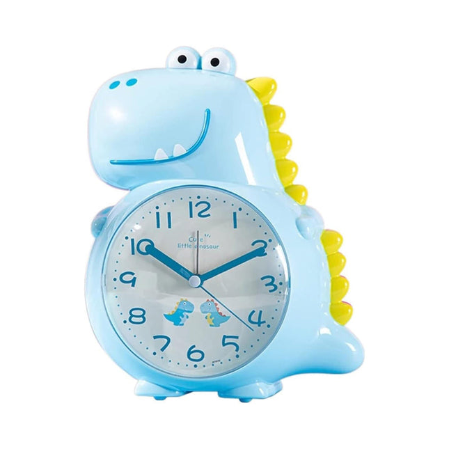 Blåt analogt dinosaur vækkeur til børn