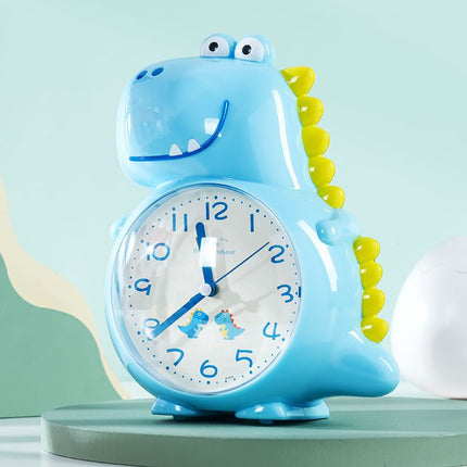 Blåt analogt dinosaur vækkeur til børn