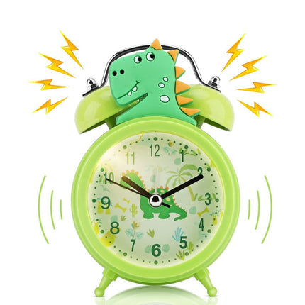Grønt analogt dinosaur vækkeur til børn