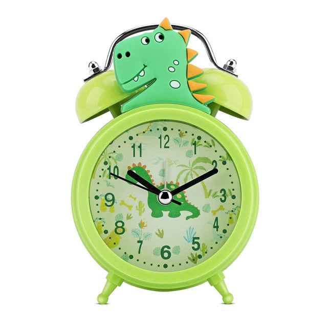 Grønt analogt dinosaur vækkeur til børn