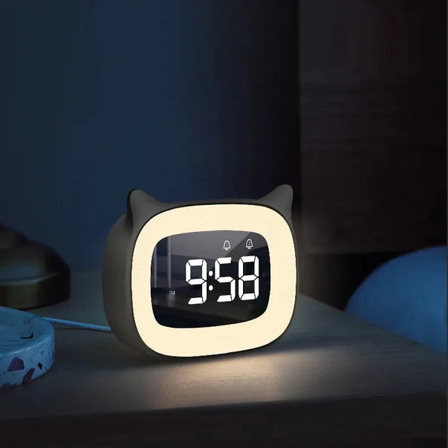 Kat vækkeur til børn med natlys