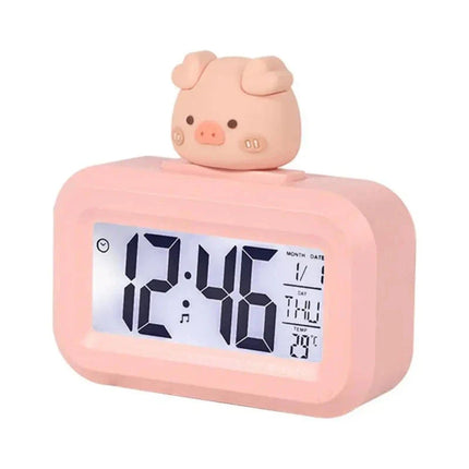 Pudderrosa digitalt vækkeur med gris