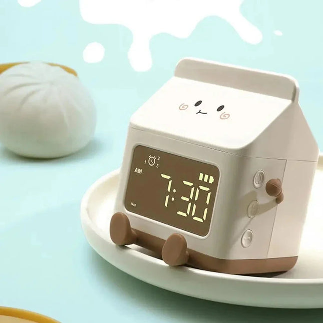 Sødt mælkekarton vækkeur til piger