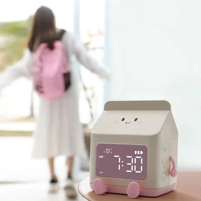 Sødt mælkekarton vækkeur til piger